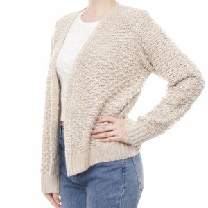 🆕✨Dex Beige Knit OpenFront Cardigan Sweater Textured Knit Shimmer Neutral Size M